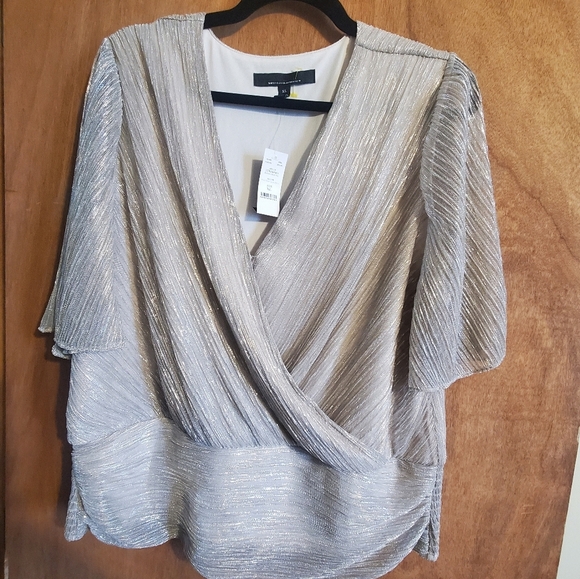 WHITE HOUSE BLACK MARKET NWT XL METALLIC MESH TOP - Picture 1 of 11